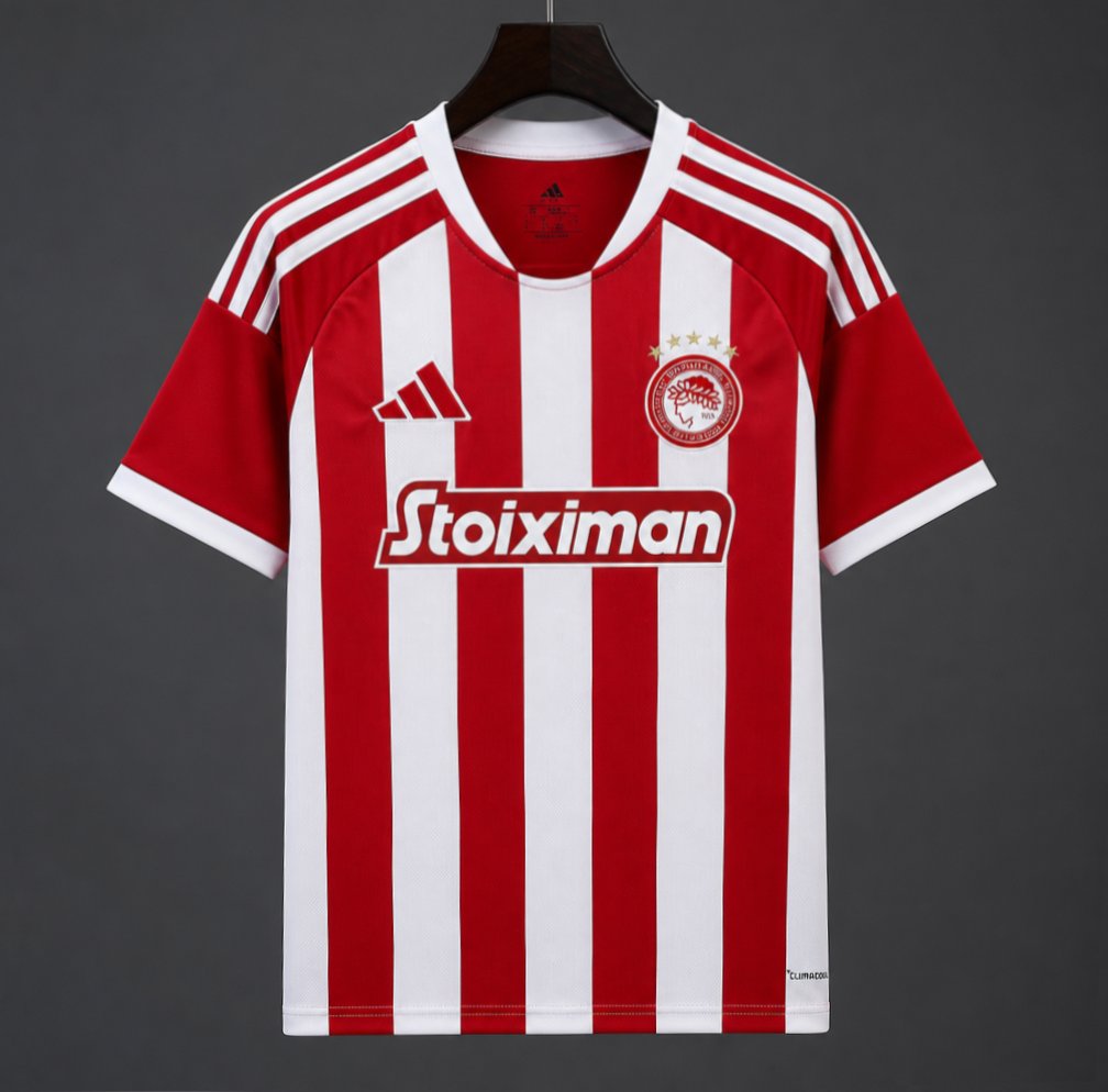 26/27 Olympiacos Red and White Stripe Home Jersey S-4XL - musan