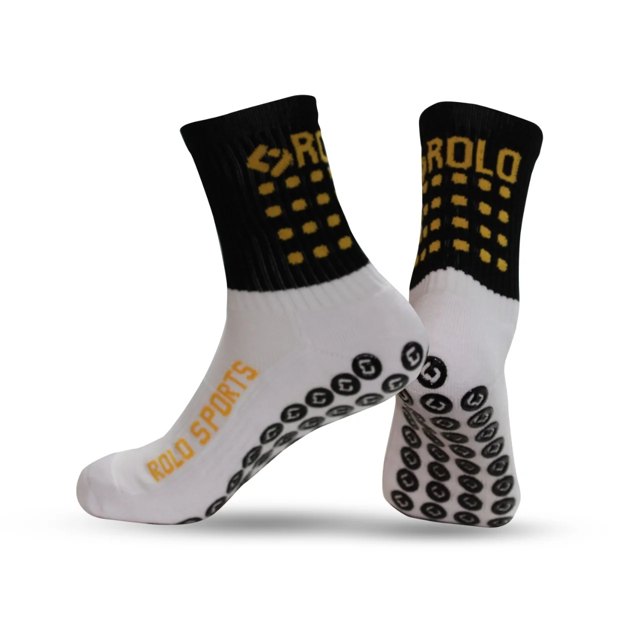 Gotojerseys Black & Amber Grip Soccer Socks
