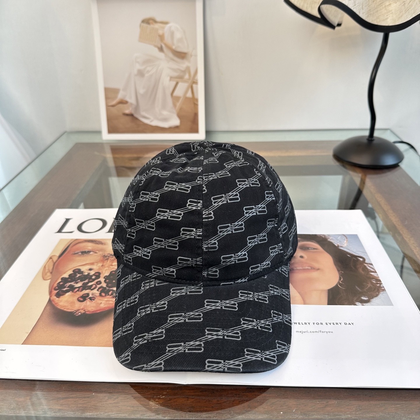 Balenciaga BB Monogram Allover Printed Logo Cotton Drill Cap Dad Hat - KAIROO