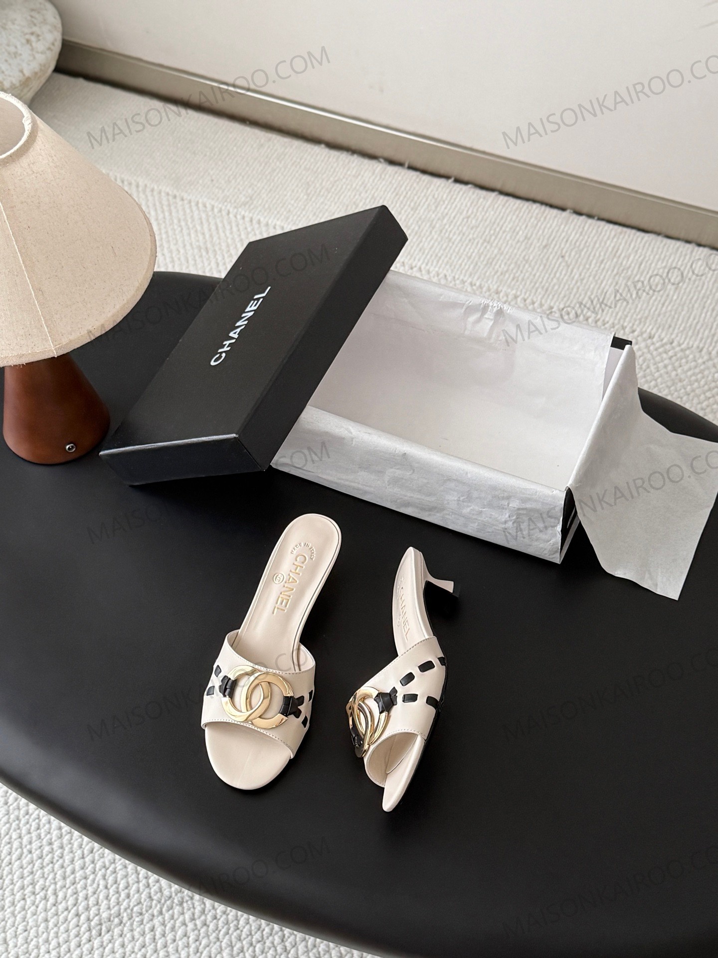 Chanel 26P Lambskin Interlocking CC Logo Mule Sandals - KAIROO
