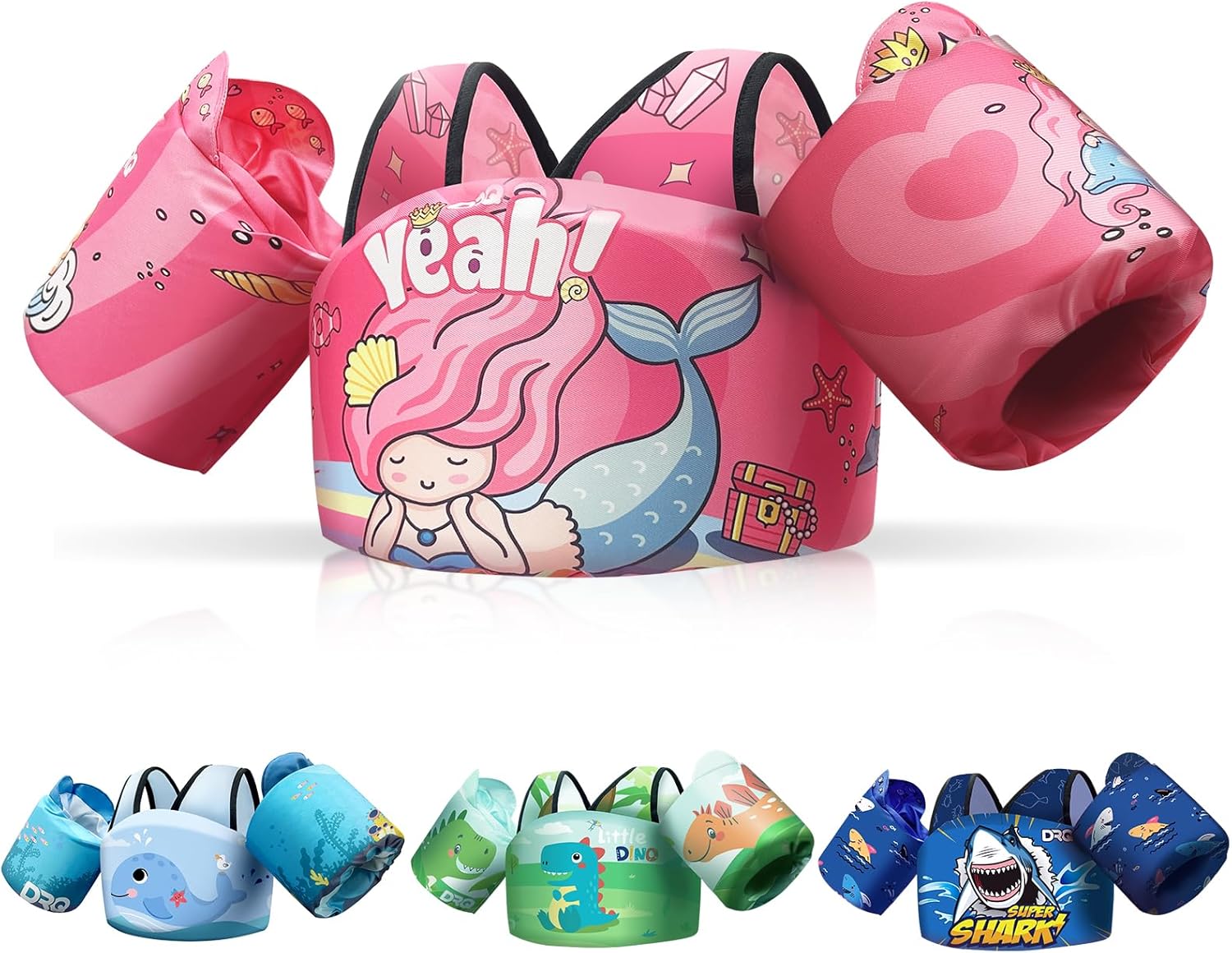 DRQ Toddler Swim Vest, Toddler Floaties for 22-66lbs Kids, Puddle Jumper Kids Life Jacket with Shoulder Harness Arm Wings for Girls Boys 2 3 4 5 6 Years Old