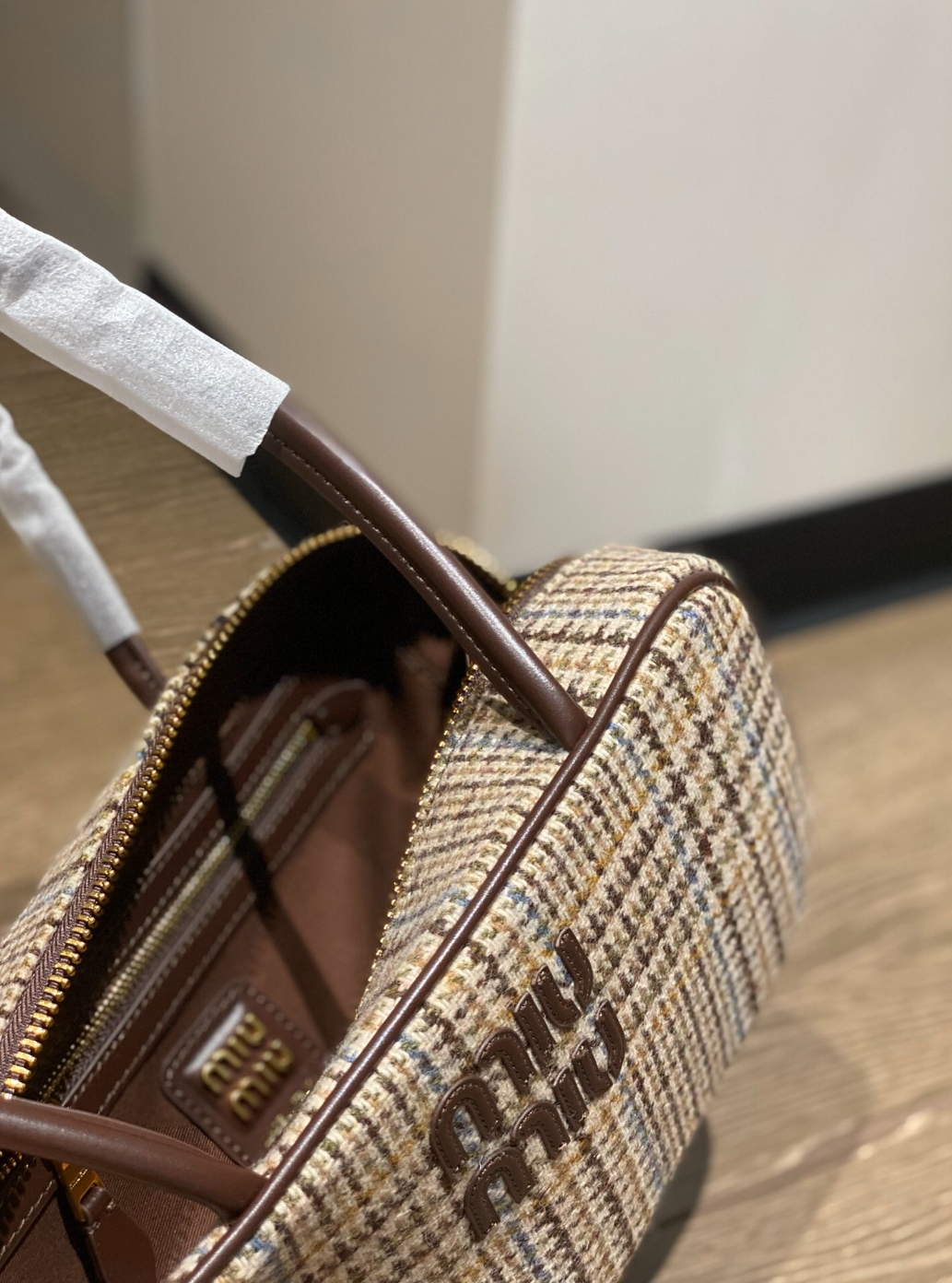Miumiu bowling Autumn and winter houndstooth