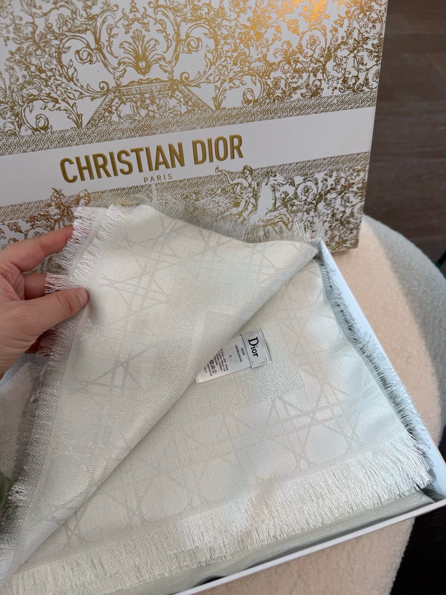 Dior Cannage Cashmere and Silk Shawl 140
