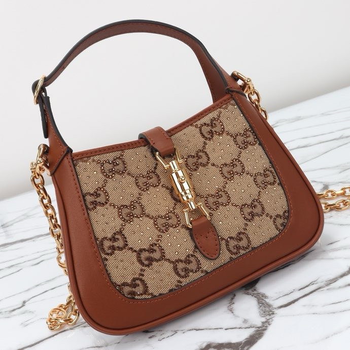 GUCCI GG apricot brown diamond bag