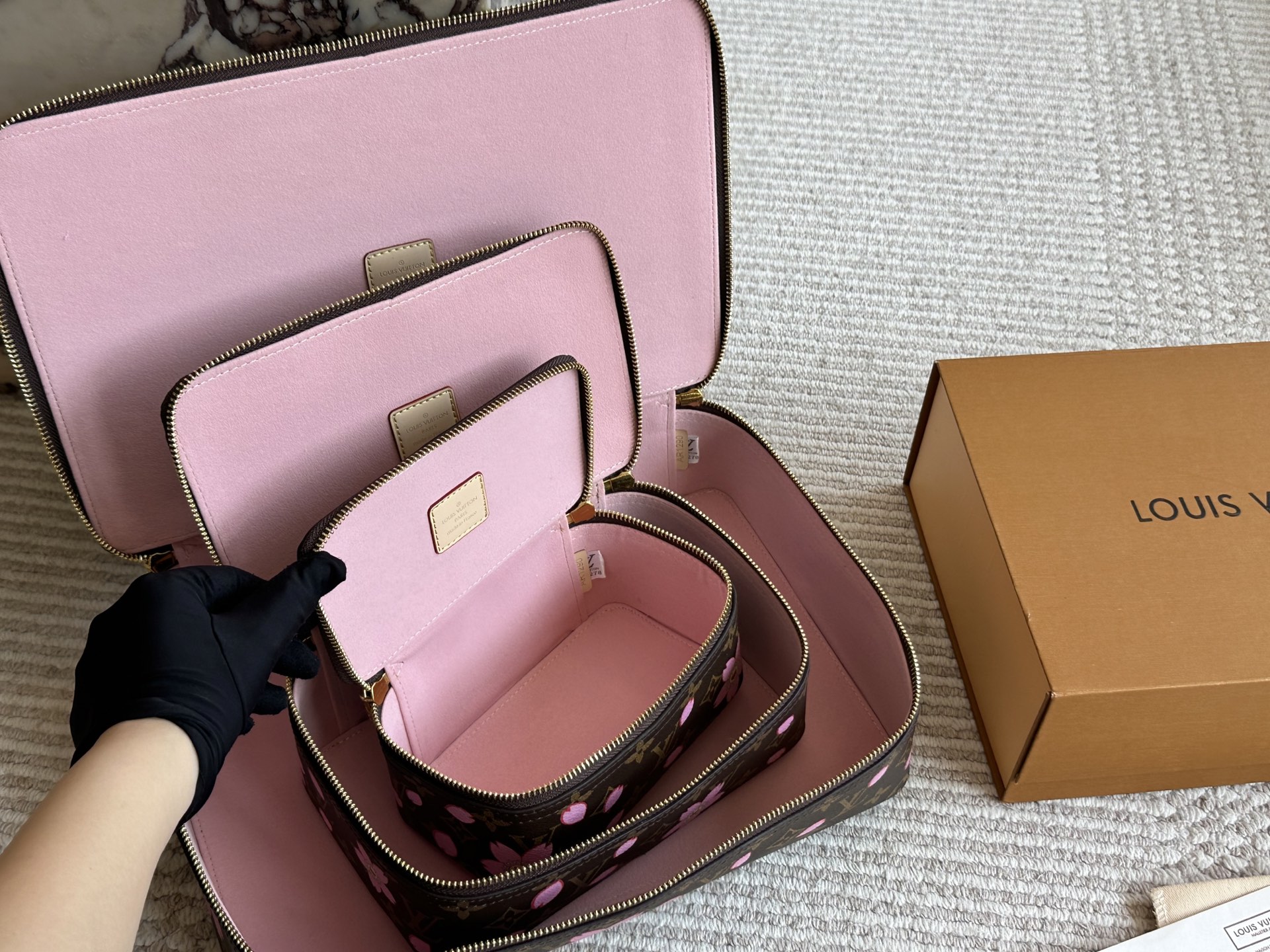 Louis Vuitton LV x TM Monogram Cherry Blossom Canvas Nice Vanity Jewelry Case Travel Top Handle Bag - KAIROO