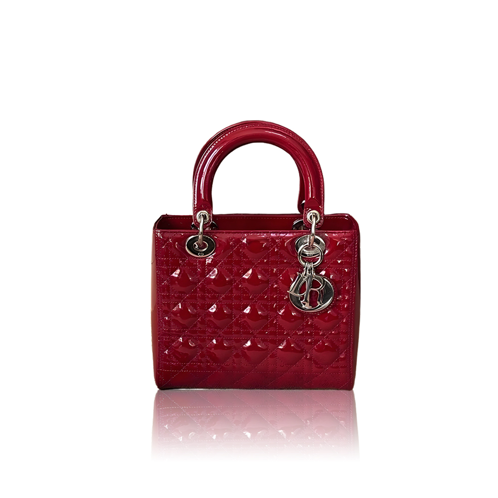 Dior The LADY DIOR Bag Cherry Red Patent Cannage Calfskin M0505OWCB_M323  AAA Quality
