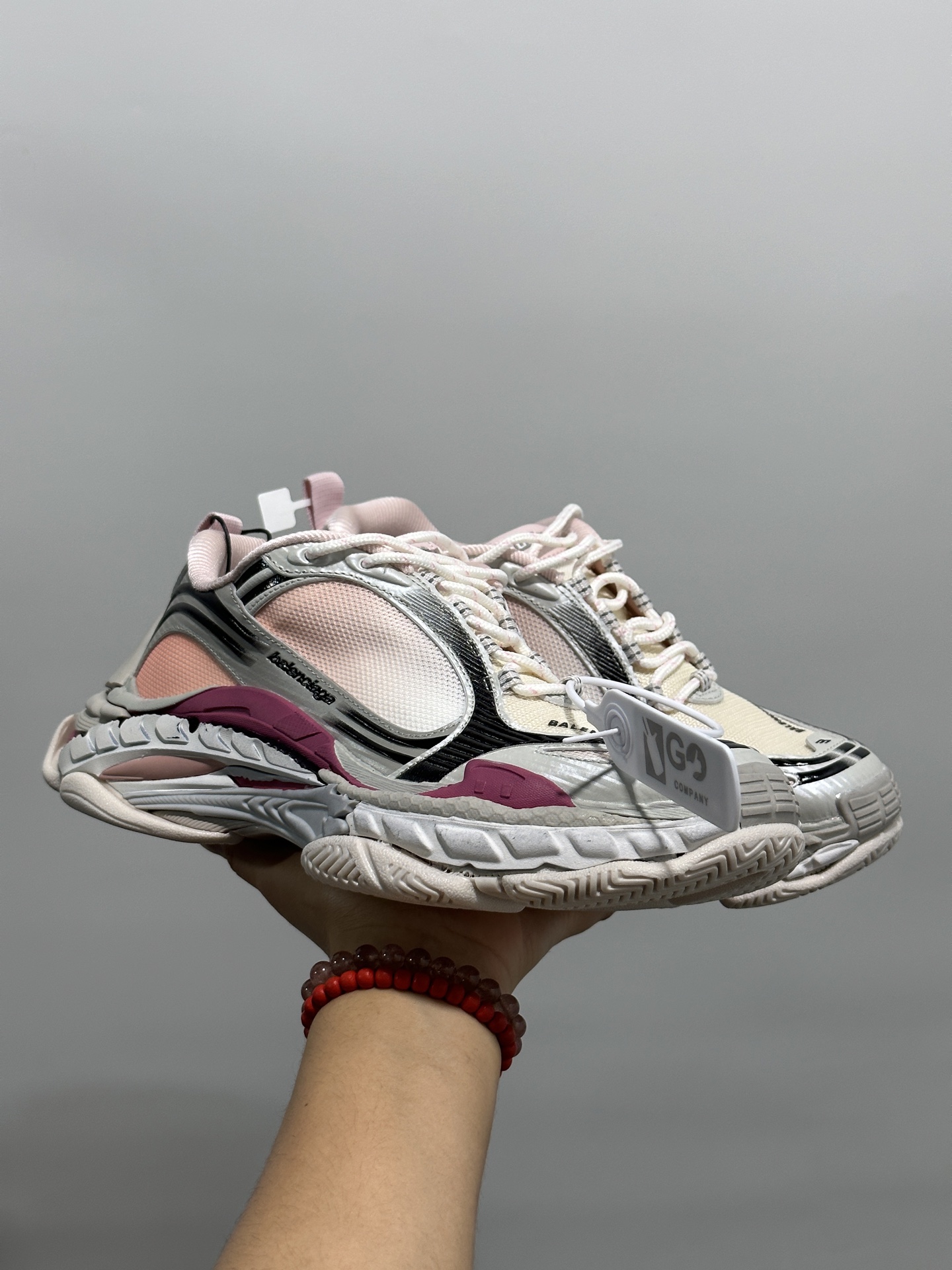 Balenciaga 3XL Pink White Multi Mesh Upper Nylon Worn-out Effect Chunky Sneakers - KAIROO