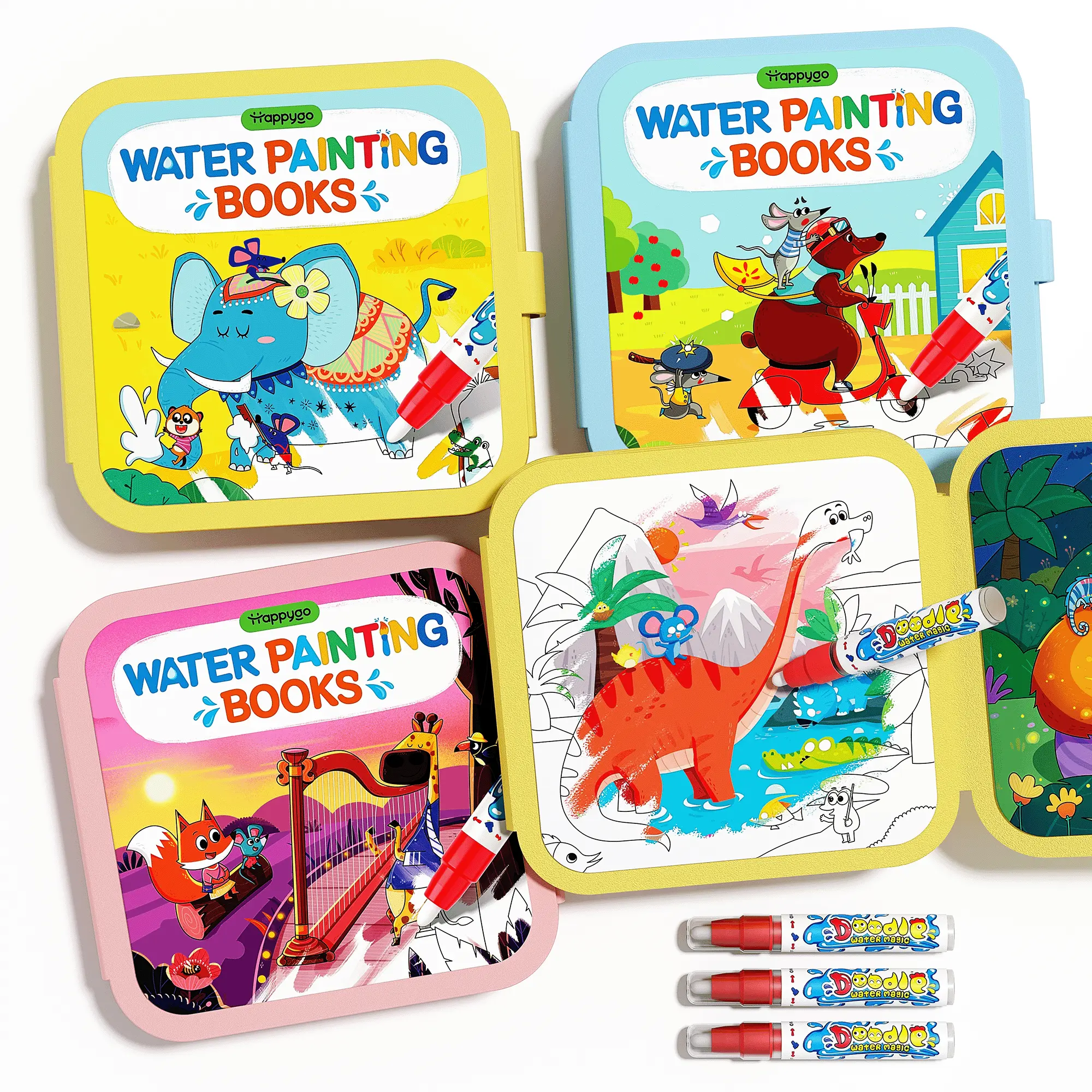 No-Mess Water Coloring & Doodle Book for Toddlers - Reusable Paint with Water Activity Pads - Travel Art Toys for Car Rides & Airplanes