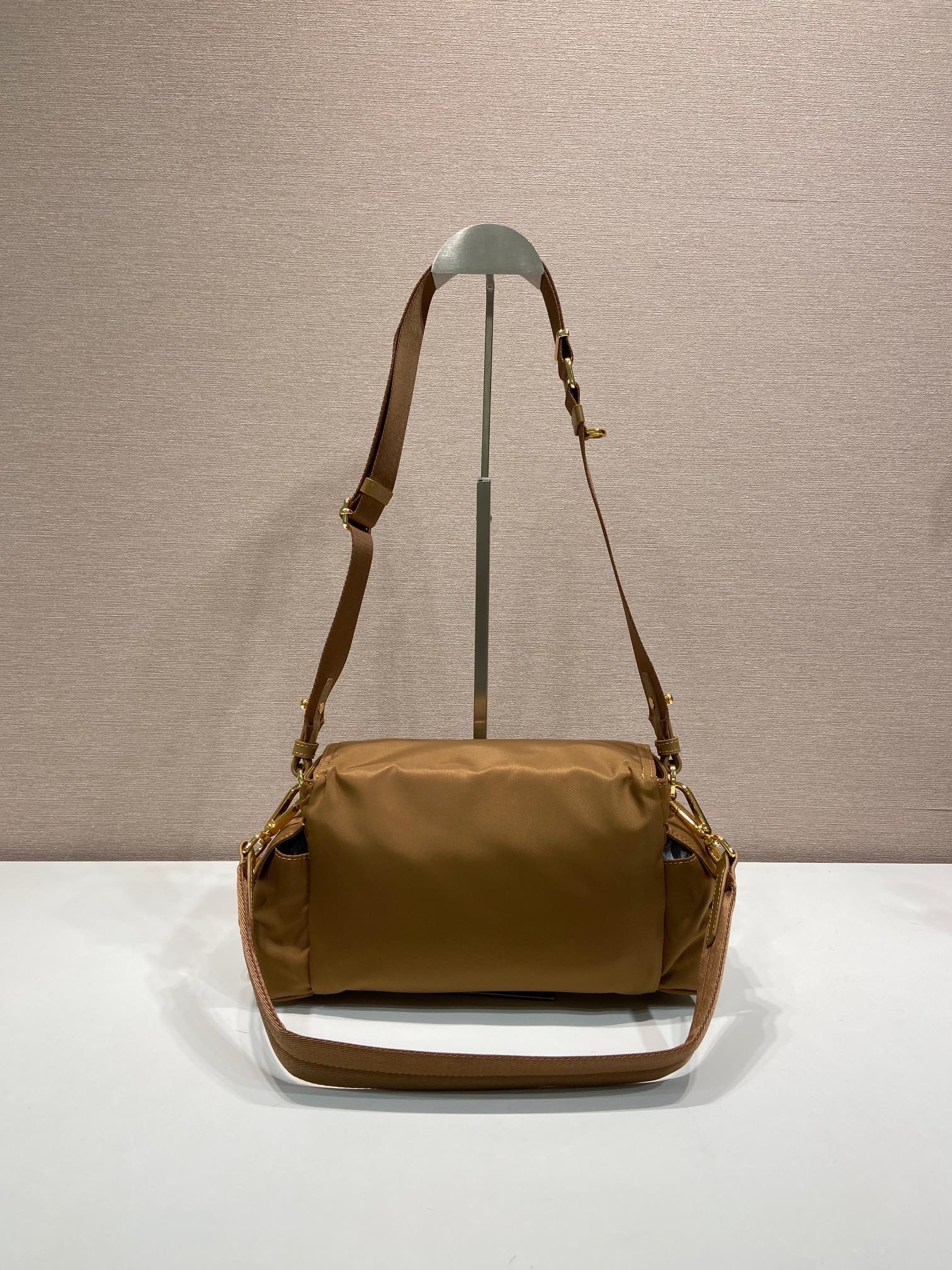 Prada PRA Shoulder Bag Brown Re-Nylon and Saffiano Leather