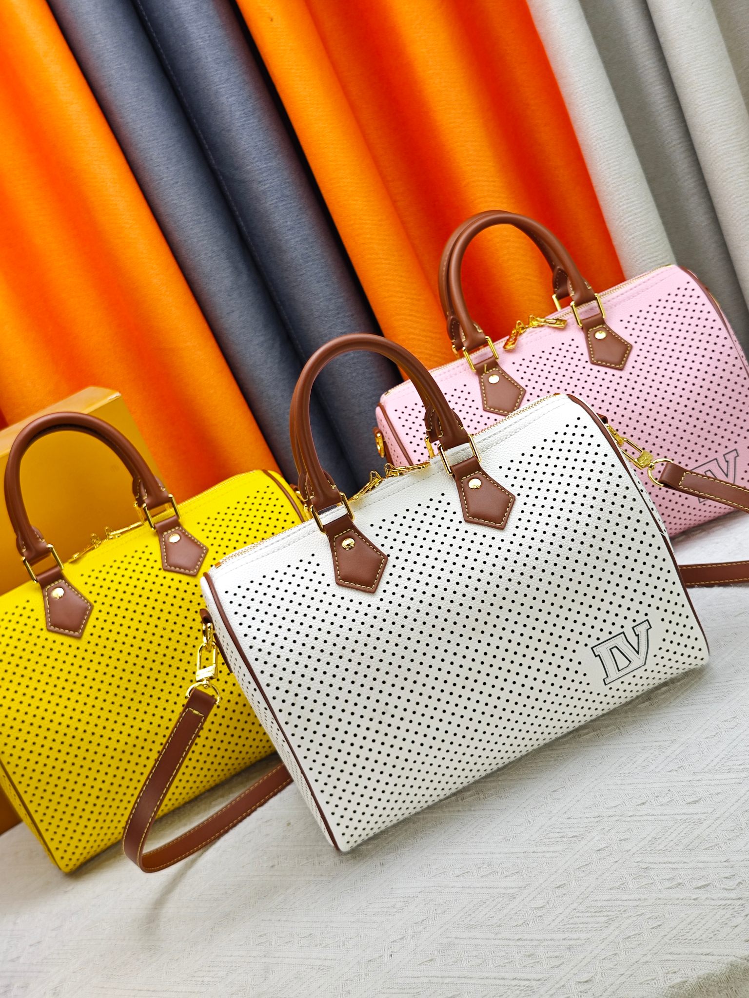 Louis Vuitton LV Speedy 30 All-over Micro Round Perforated Boston Top Handle Bag - KAIROO