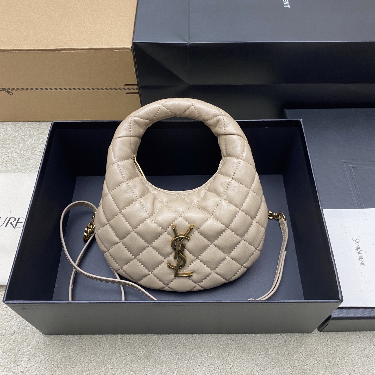 YSL Saint Laurent Icarino Mini Bag in Quilted Nappa-Beige  871329