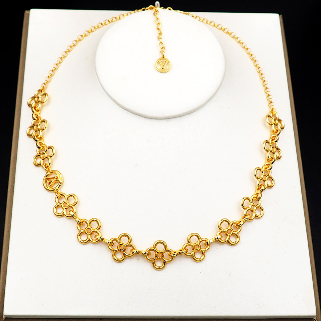 LV Charm and Monogram Gold Necklace