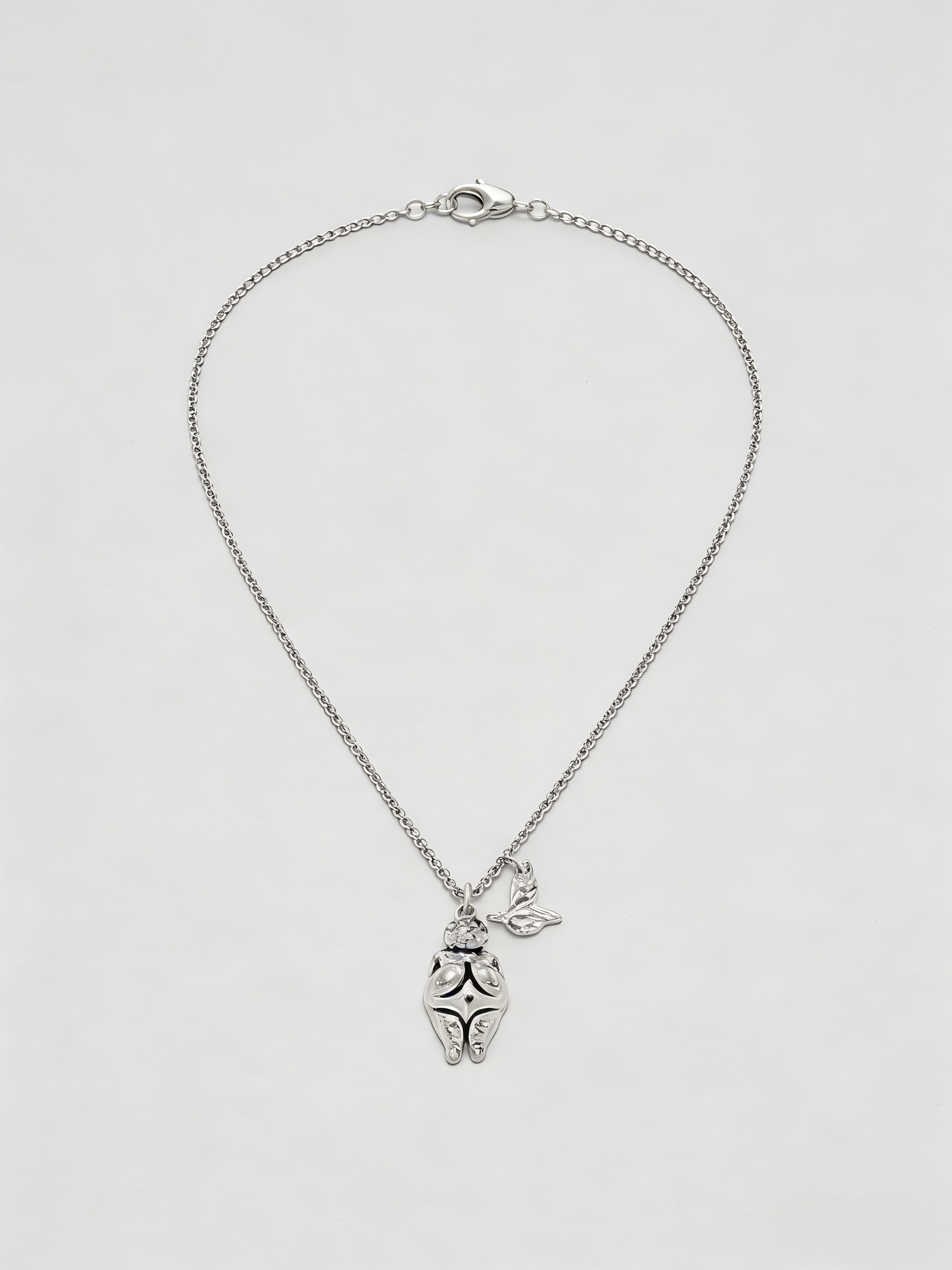 Dainty Silver Butterfly & Flower Pendant Necklace – Delicate Jewelry Gift for Her