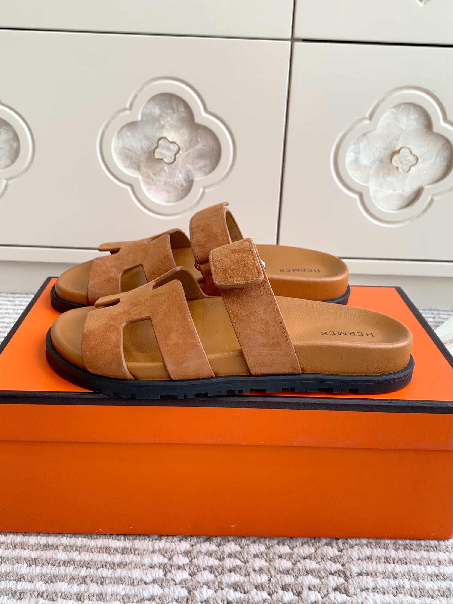 Hermes Chypre Unisex Suede Sandals