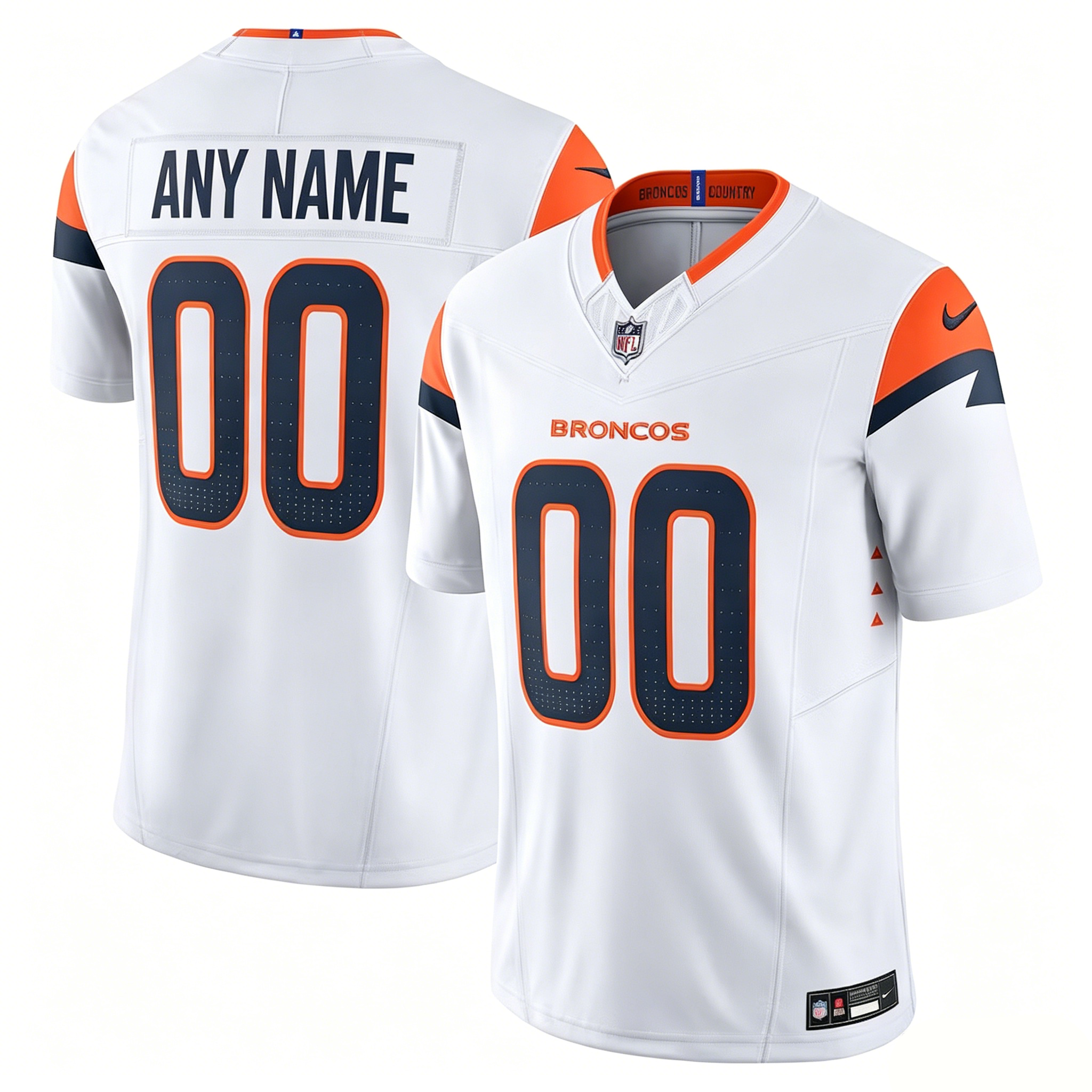 Customized Denver Broncos Football Jersey Nike Navy White Orange Vapor F.U.S.E. Limited Jersey