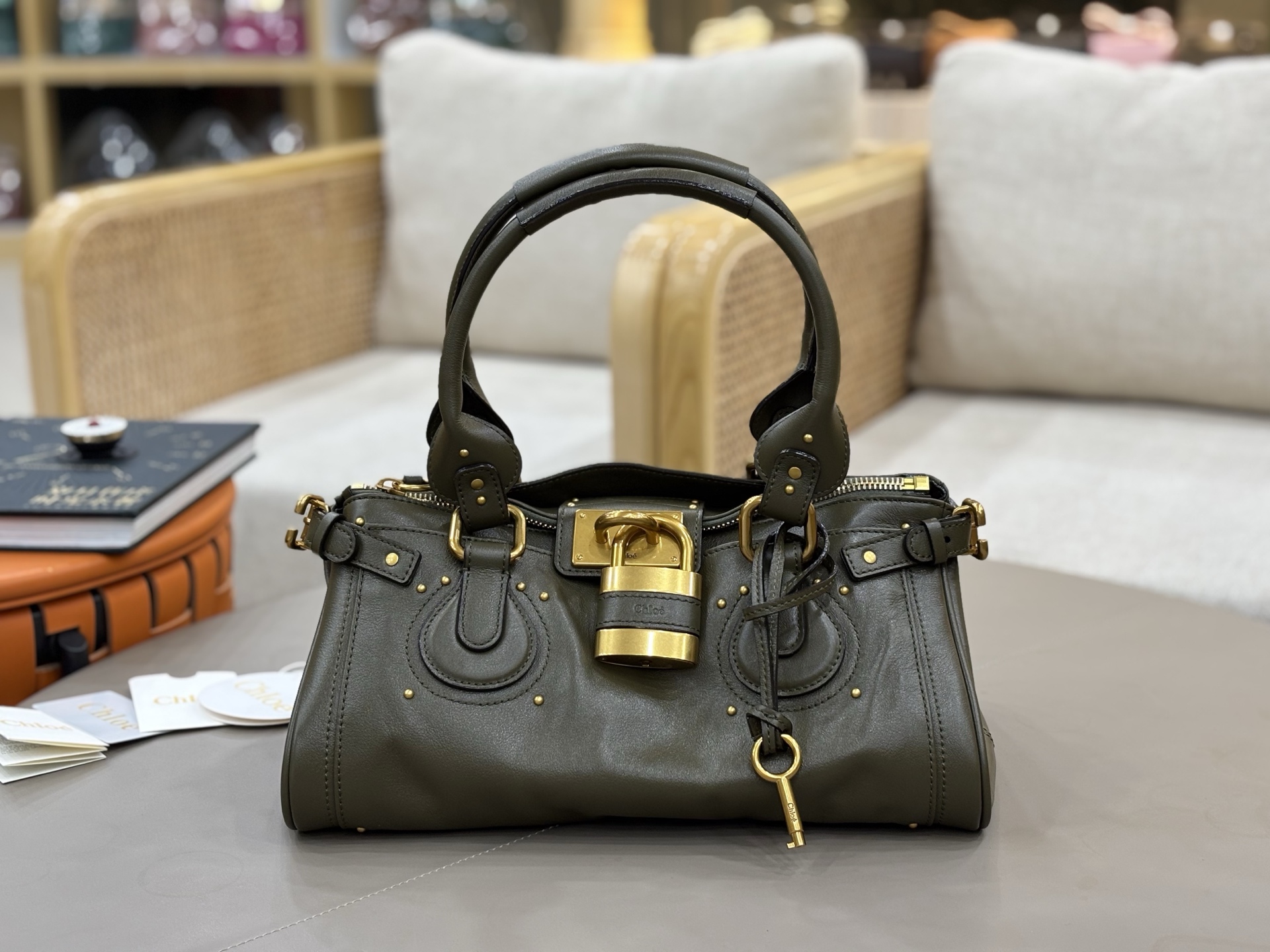 Chloe Paddington Bag in Grained Calfskin-Winter Ivy