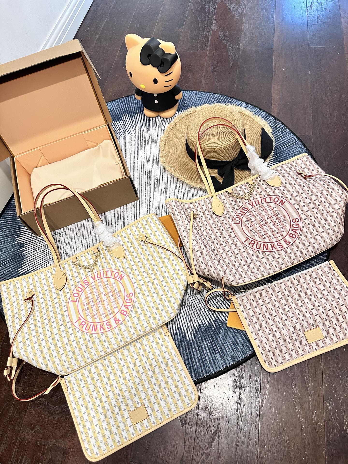 Louis Vuitton LV Neverfull MM Trunks & Bags Medallion Monogram Stripes Tote Handle Bag With Pouch - KAIROO