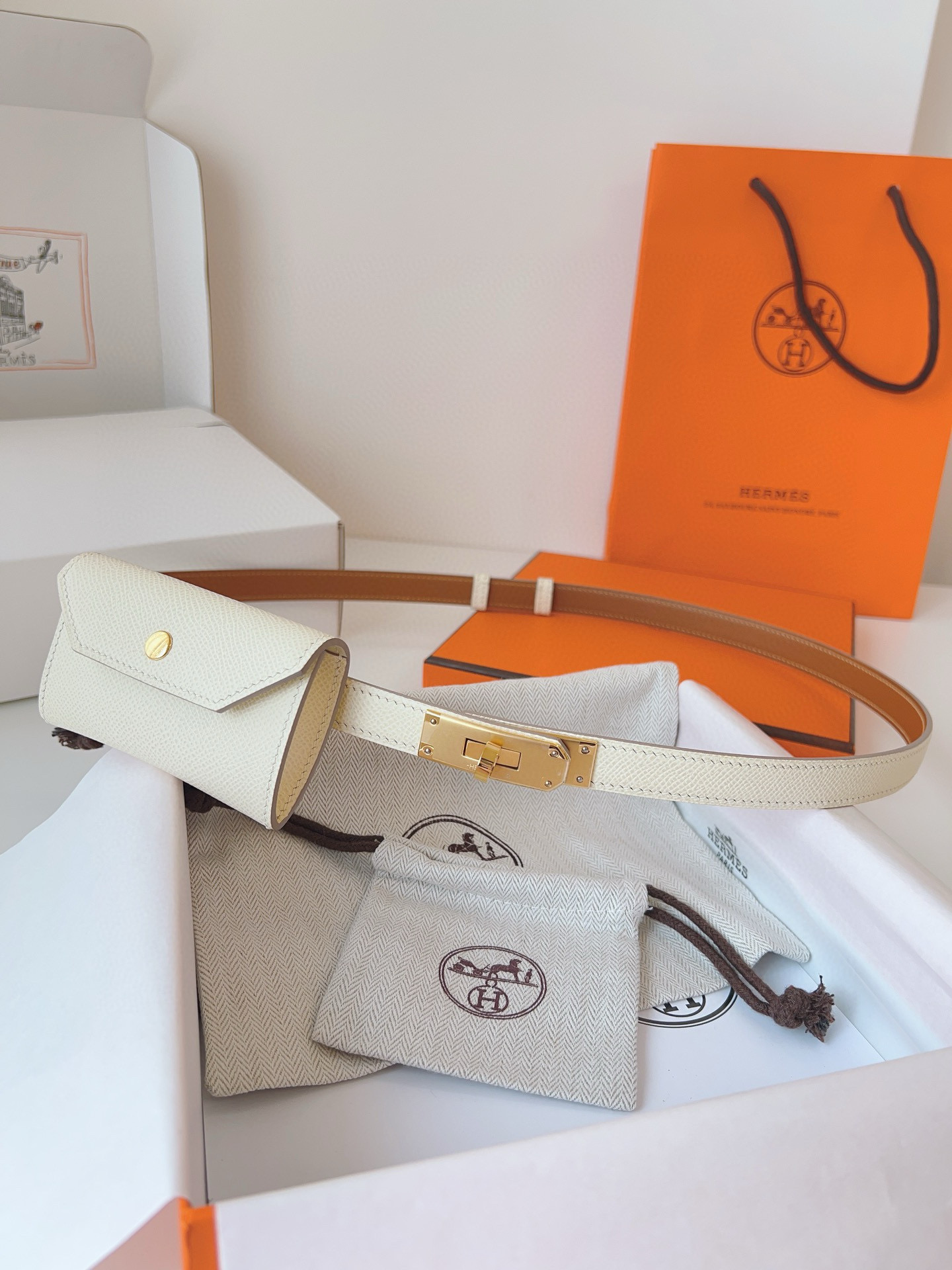 Hermes Kelly Pocket Leather Belt 18mm