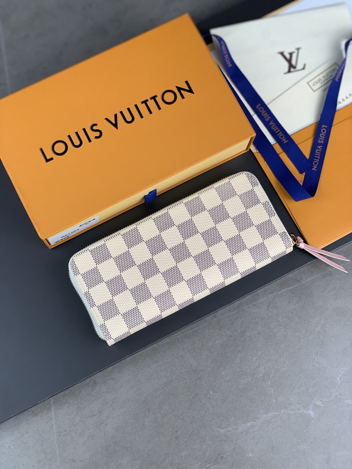 N61264 LV Clemence Wallet Damier Azur Canvas