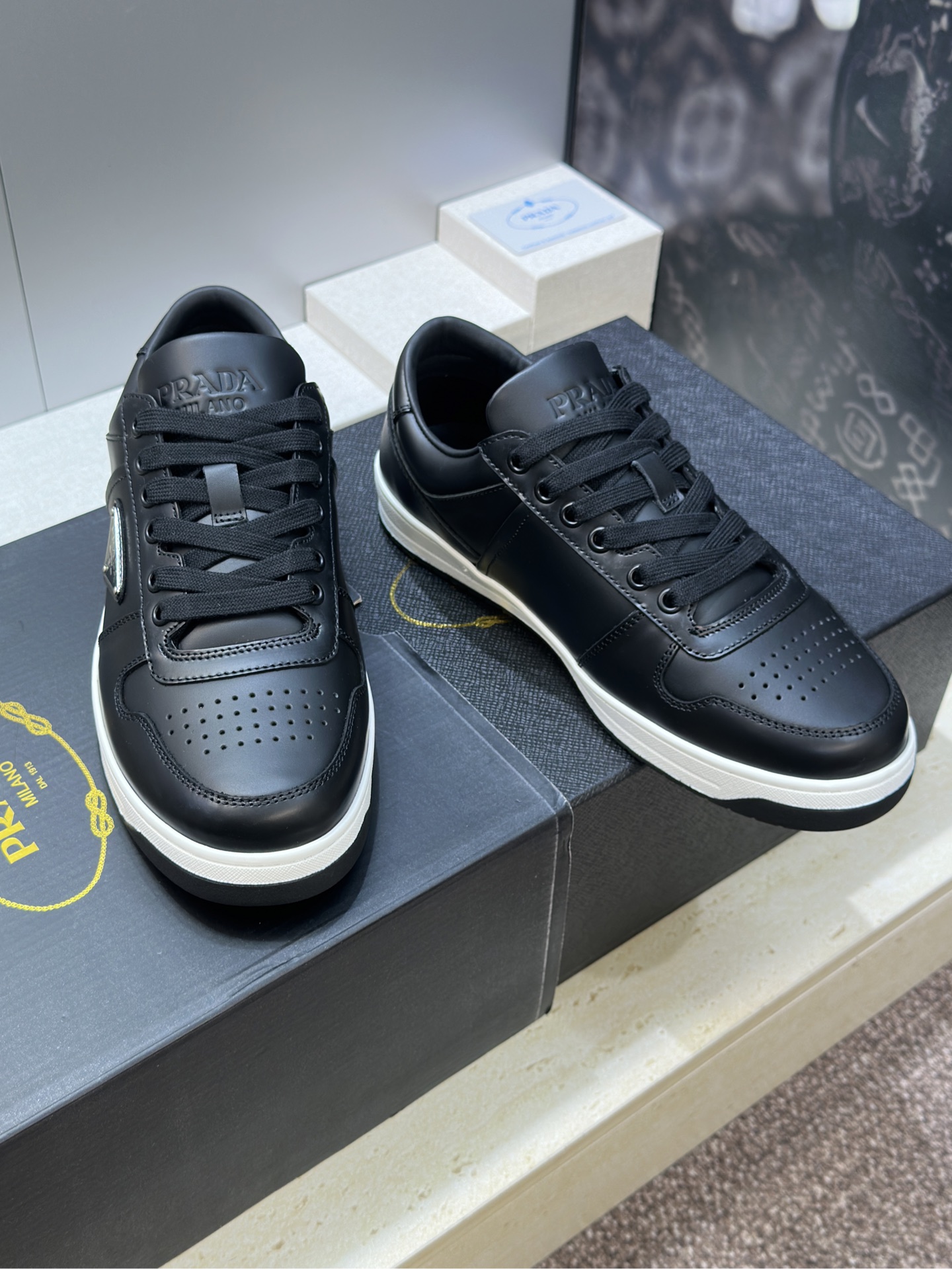 Prada Classic Unisex Leather Sneakers
