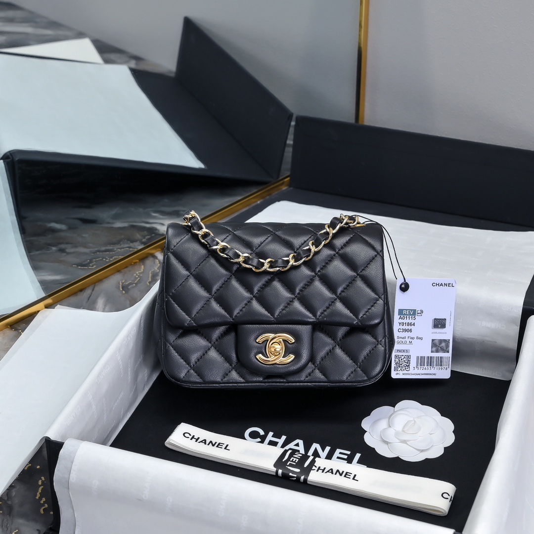 Chanel Mini Classic Handbag in Black Lambskin
