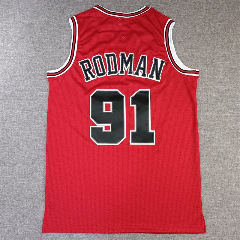 Rodman Bulls 97-98 season No. 91 retro championship mesh basketball jersey embroidered jersey vest | Soc Jersey - Premium Football Jersey