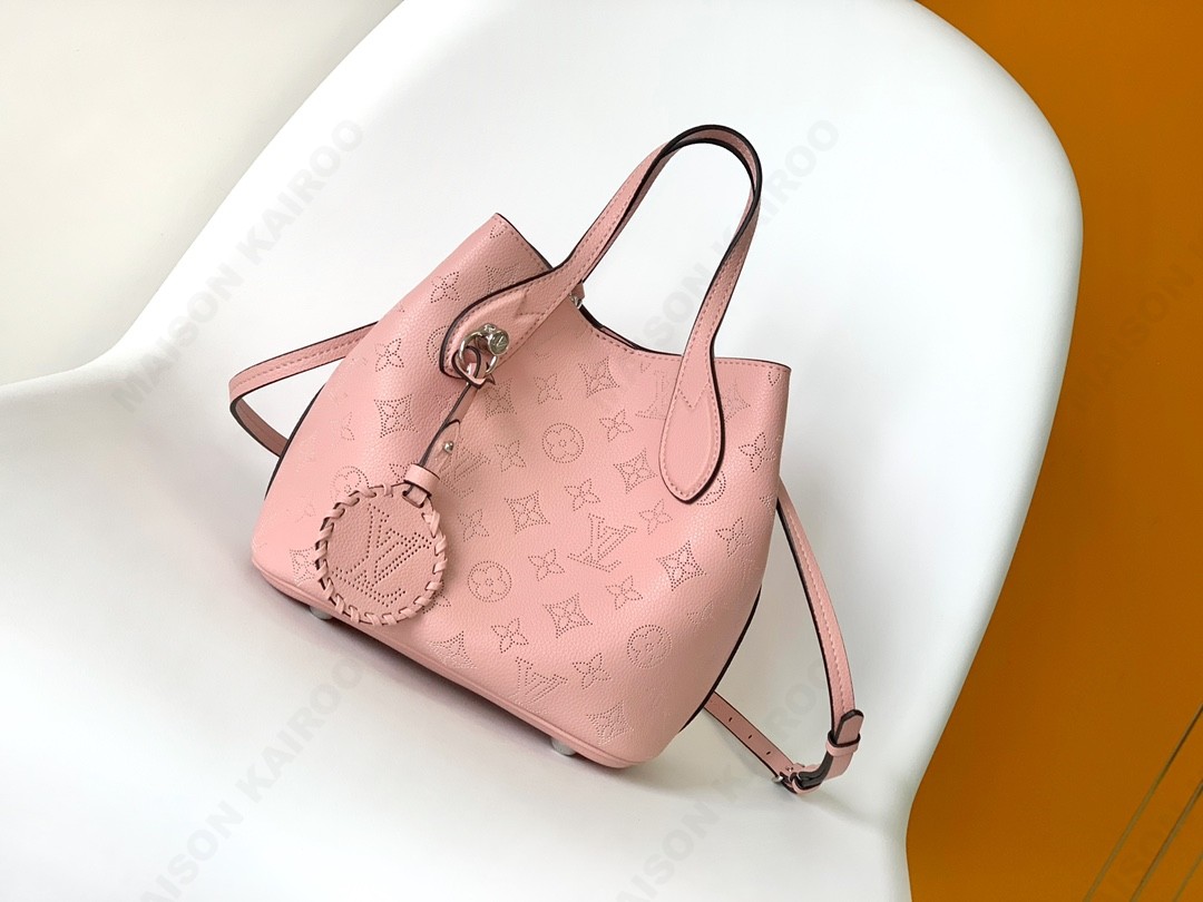 【10A】Louis Vuitton LV Mahina Blossom PM Pink Dense Perforated Monogram Leather Basket Handle Tote Bag - KAIROO