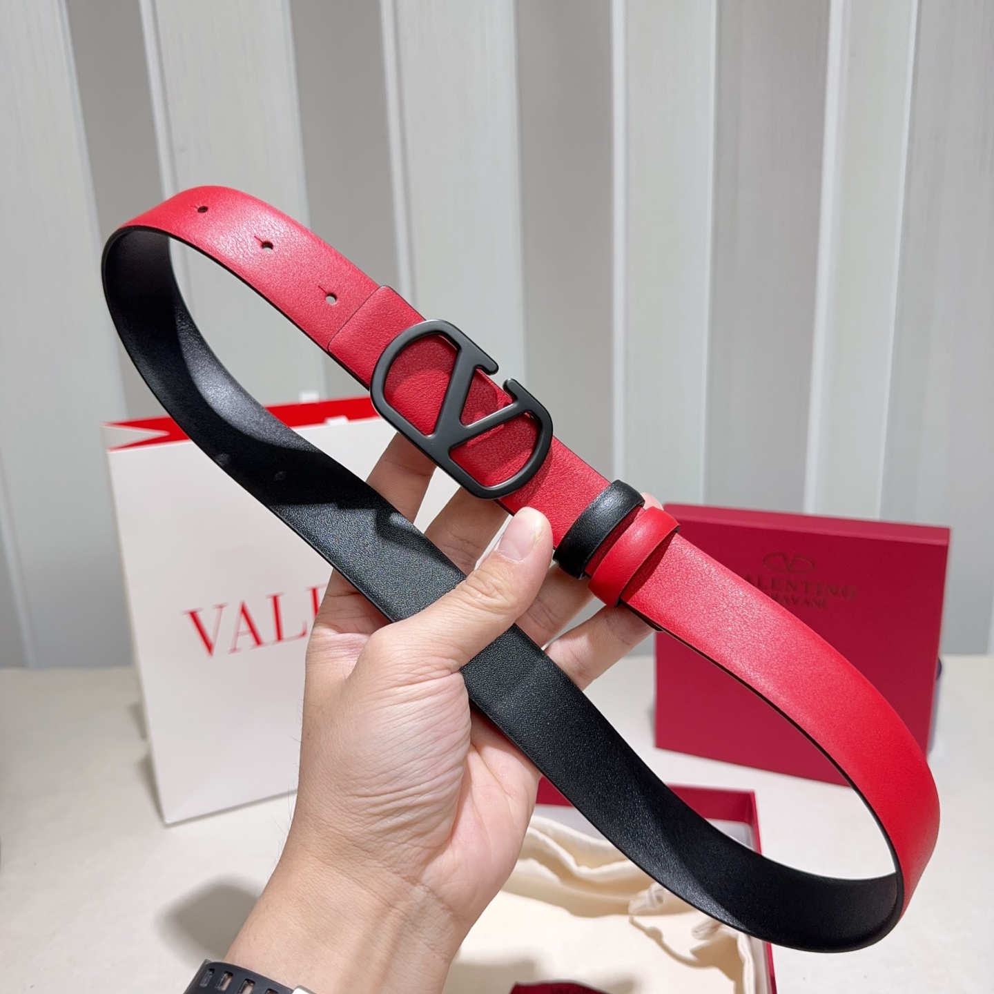 Valentino Reversible Leather Belt 3cm