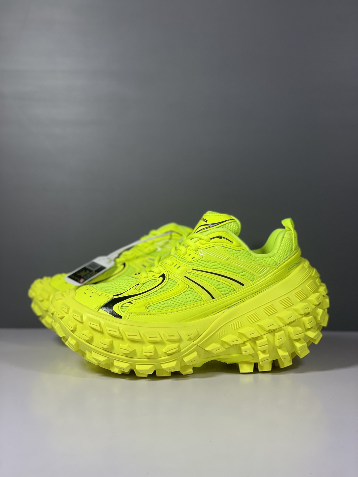 Balenciaga Bouncer Defender Neon Green Mesh Nylon Rounded Chunky Tire Sole Sneakers /10A - KAIROO