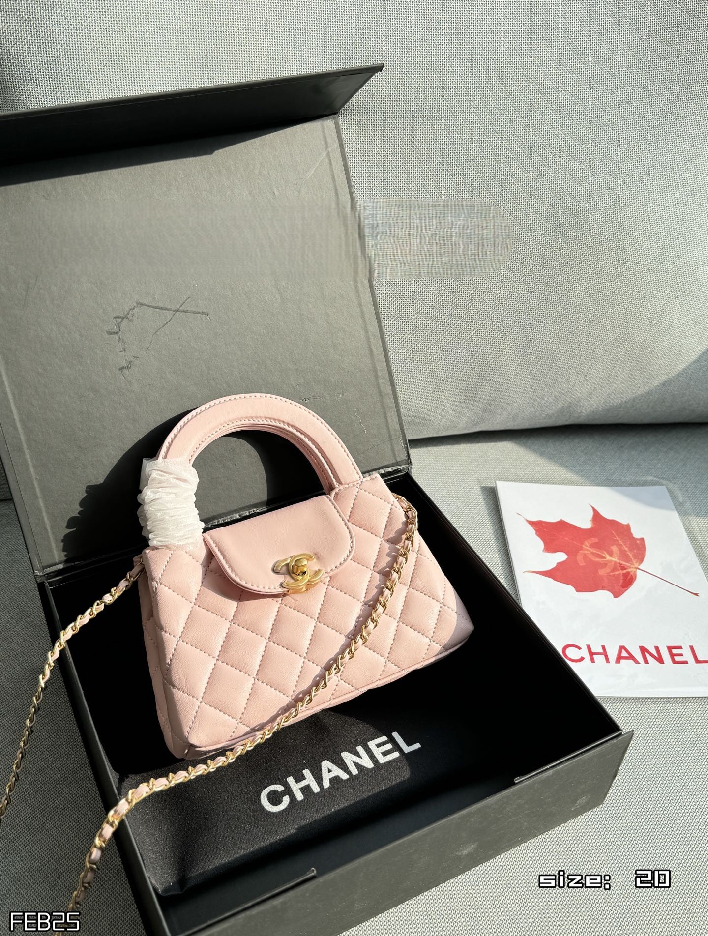 Chanel Mini Kelly 19CM Diamond Quilted Shiny Leather Chain Top Handle Crossbody Bag - KAIROO