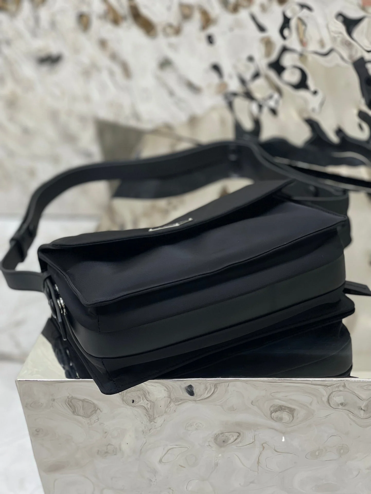 Prada CINI 23 MEDIUM BAG IN BLACK RE-NYLON WITH STRAP