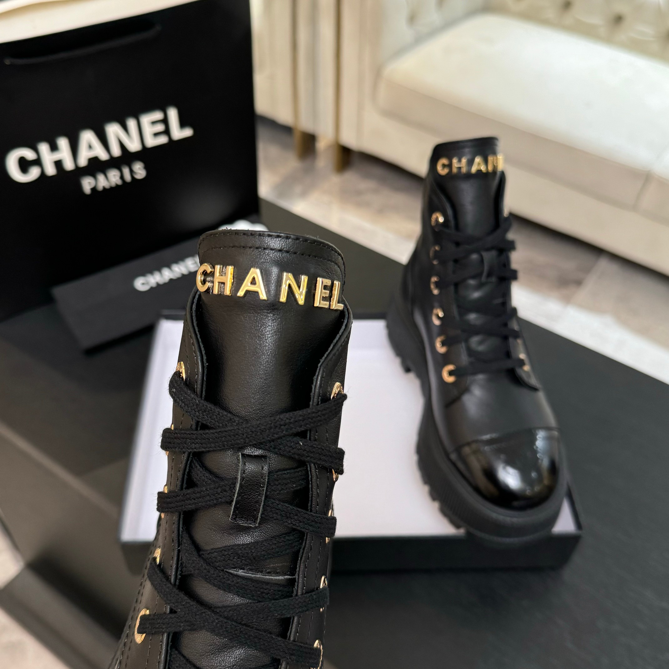 Chanel Leather Anklet Boots
