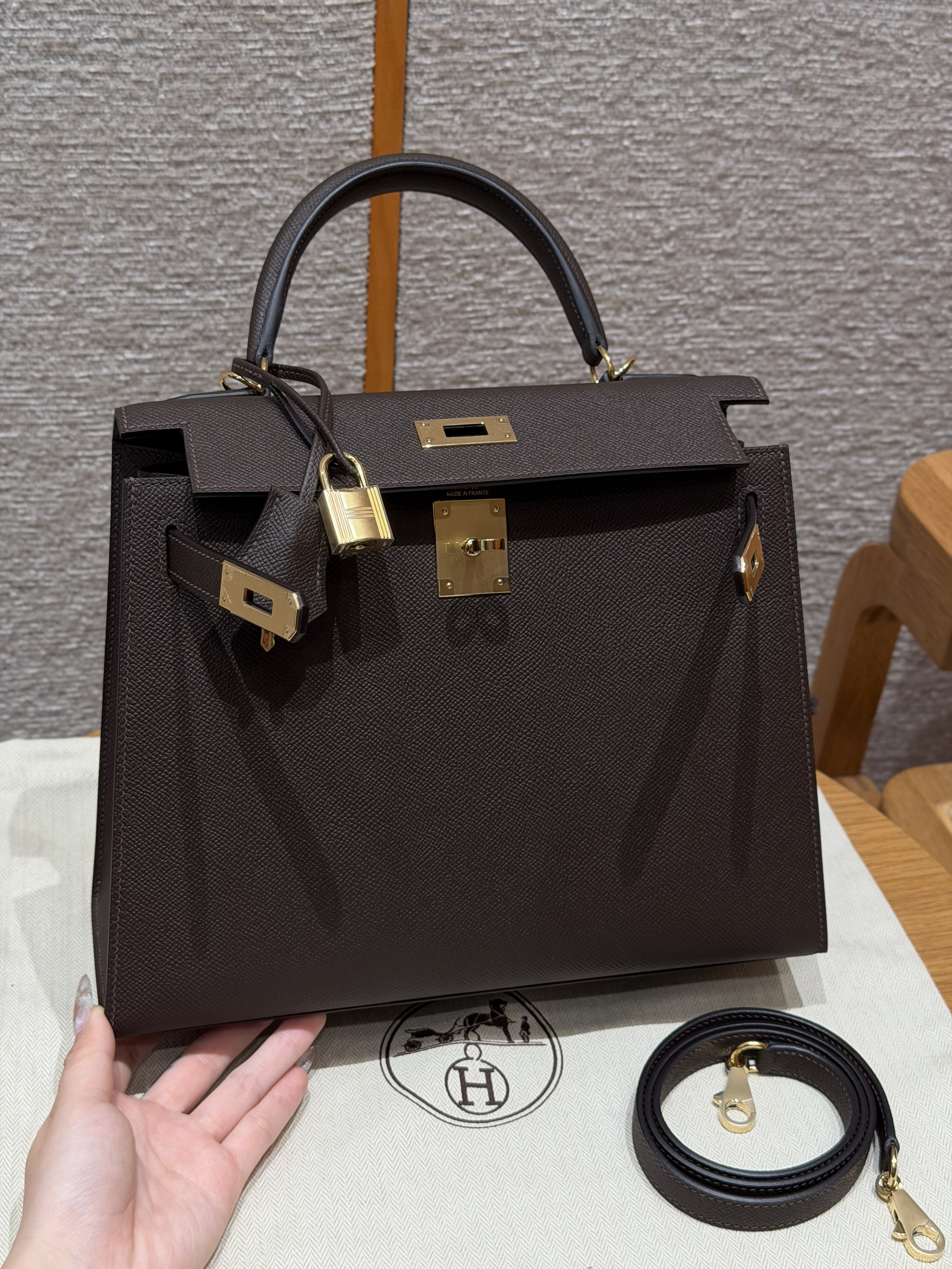 Hermes Chocolate Epsom Kelly 28