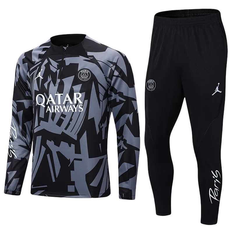 2024/2025 Paris Saint-Germain Half-Pull Training Suit Black Gray Football Shirt | Soc Jersey - Premium Football Jersey