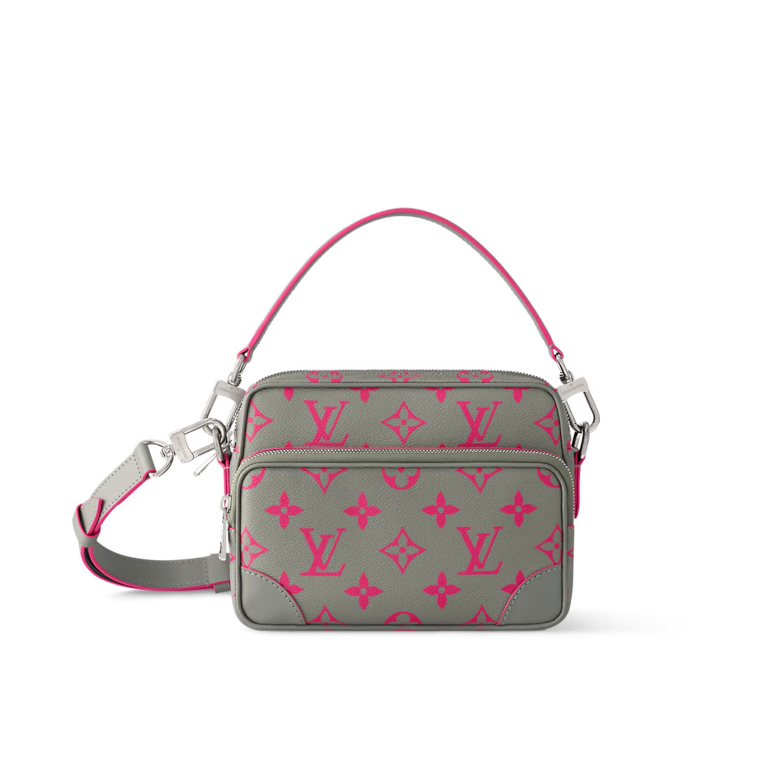 Louis Vuitton LV Nil Men Canvas Messenger Bag Gray Pink