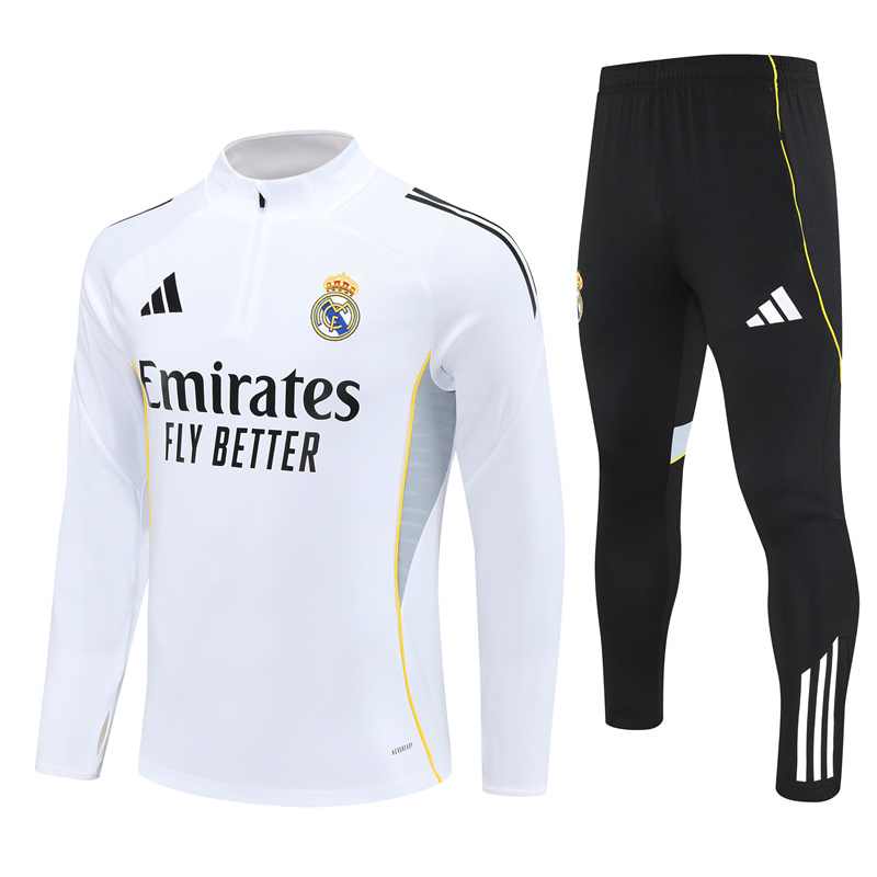 Adult/ Kids 2526 Half Zipper Training Suit White 10-2XL