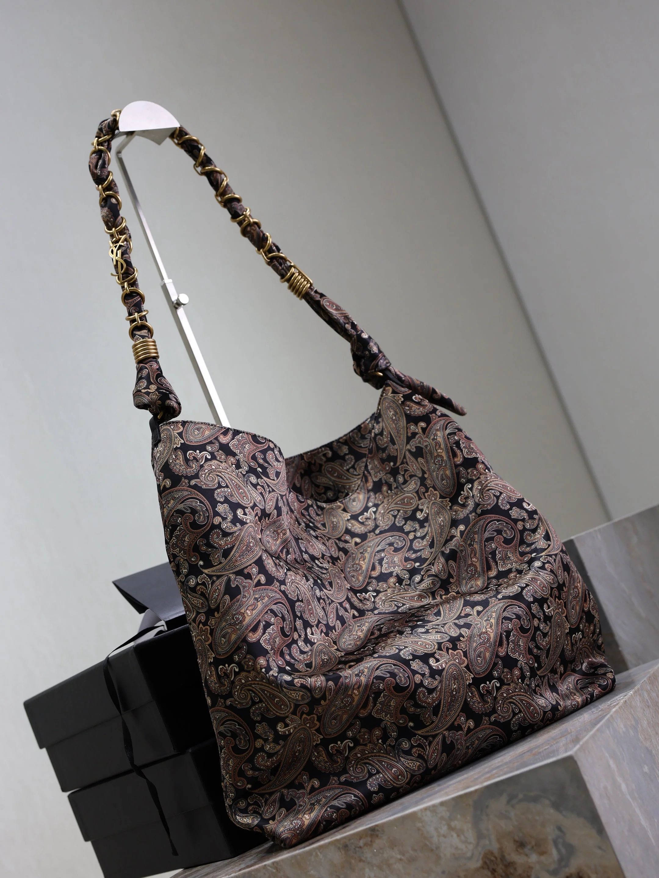 Saint Laurent YSL  AMALIA Tote Bag 40cm Jacquard Frabic GHW