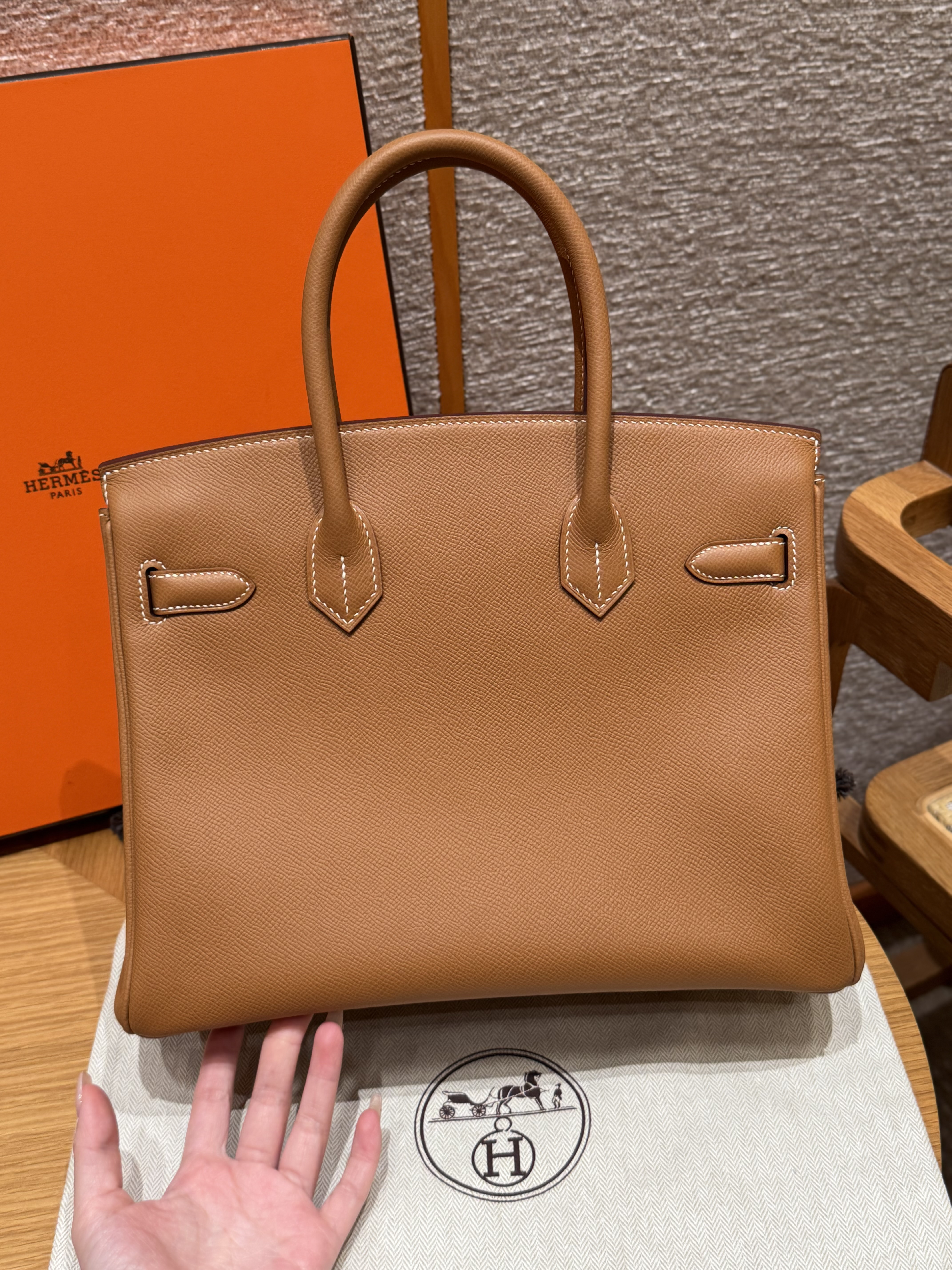 Hermes Gold Epsom Birkin 30 Bag