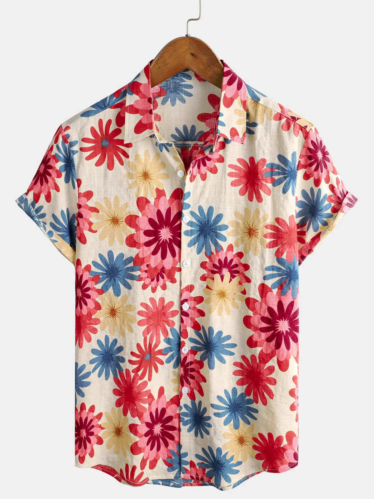 Men's Hawaiian Button-Up Short Sleeve Shirt