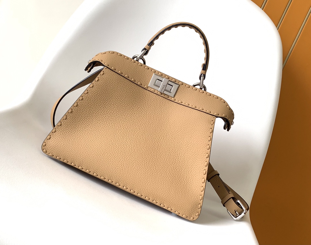 Fendi Iconic Peekaboo ISeeU Small Selleria Bag-Beige