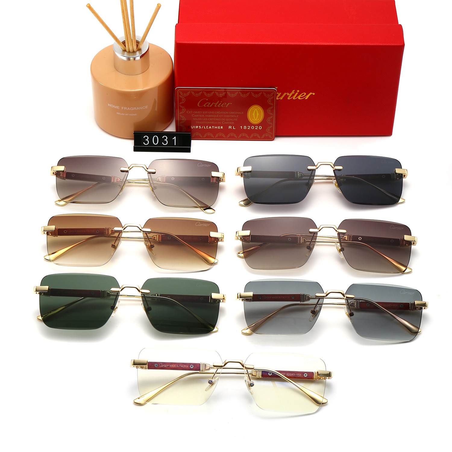 Cartier C Décor Collection Rimless Rectangular Sunglasses Top quality - KAIROO