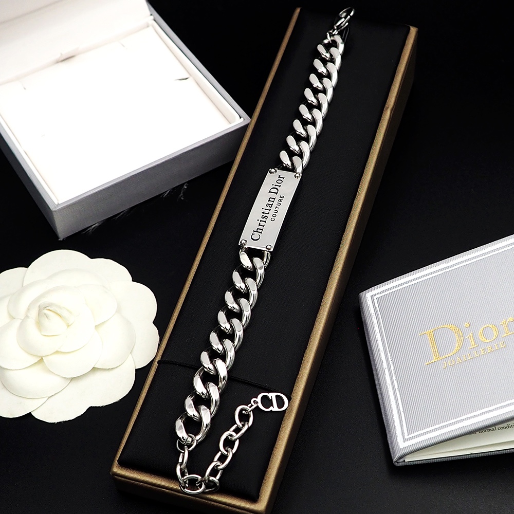 Dior Unisex Silver CD Initial Bracelet