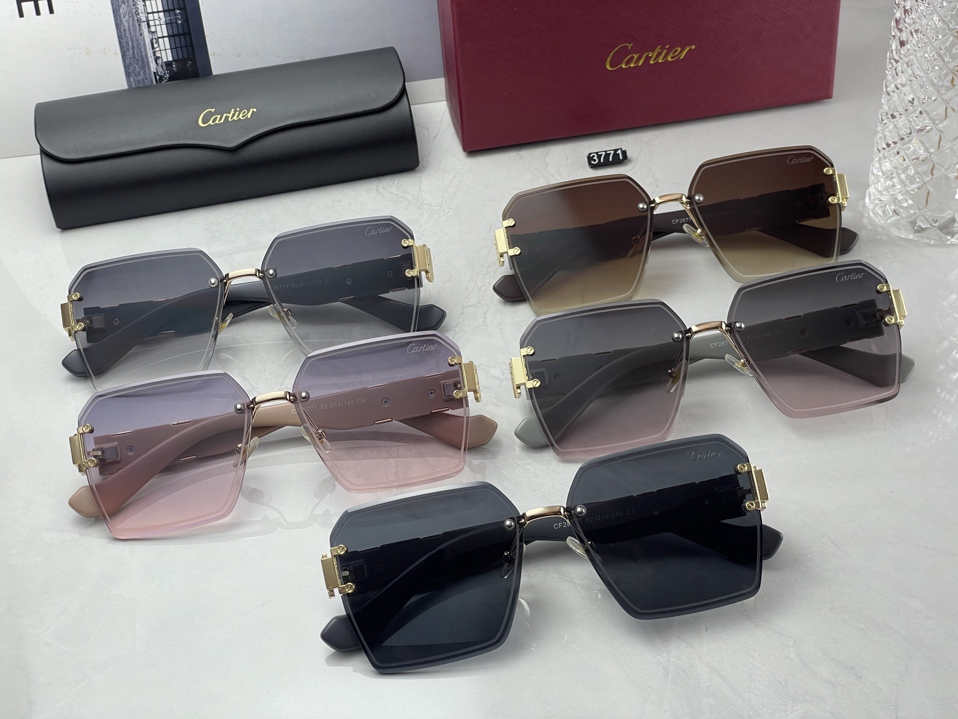 Cartier Screw Motif Metal Rimless Oversized Sunglasses Top quality - KAIROO
