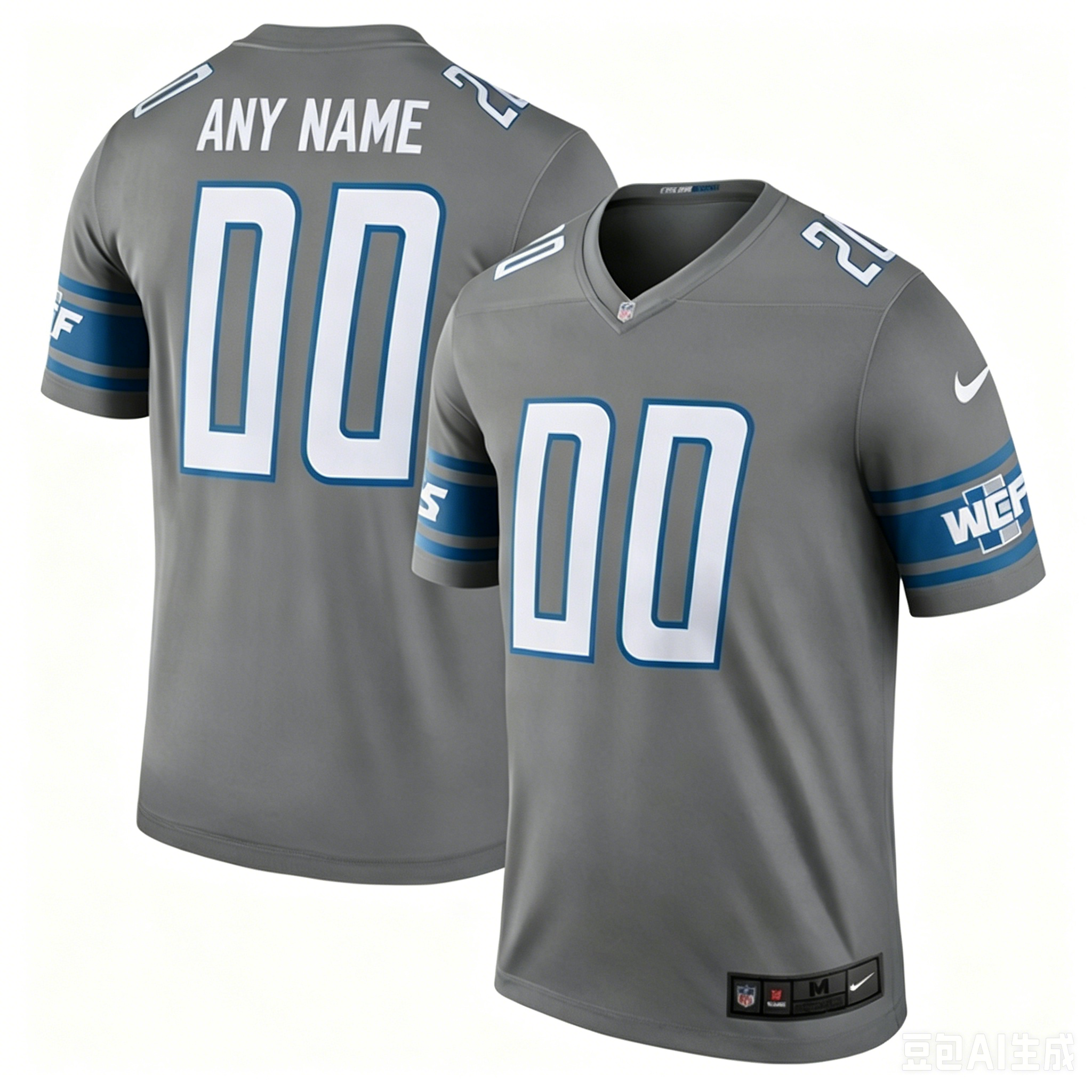 Customized Nike Blue White Gray Detroit Lions football Jersey Home and Away Custom Game Jersey