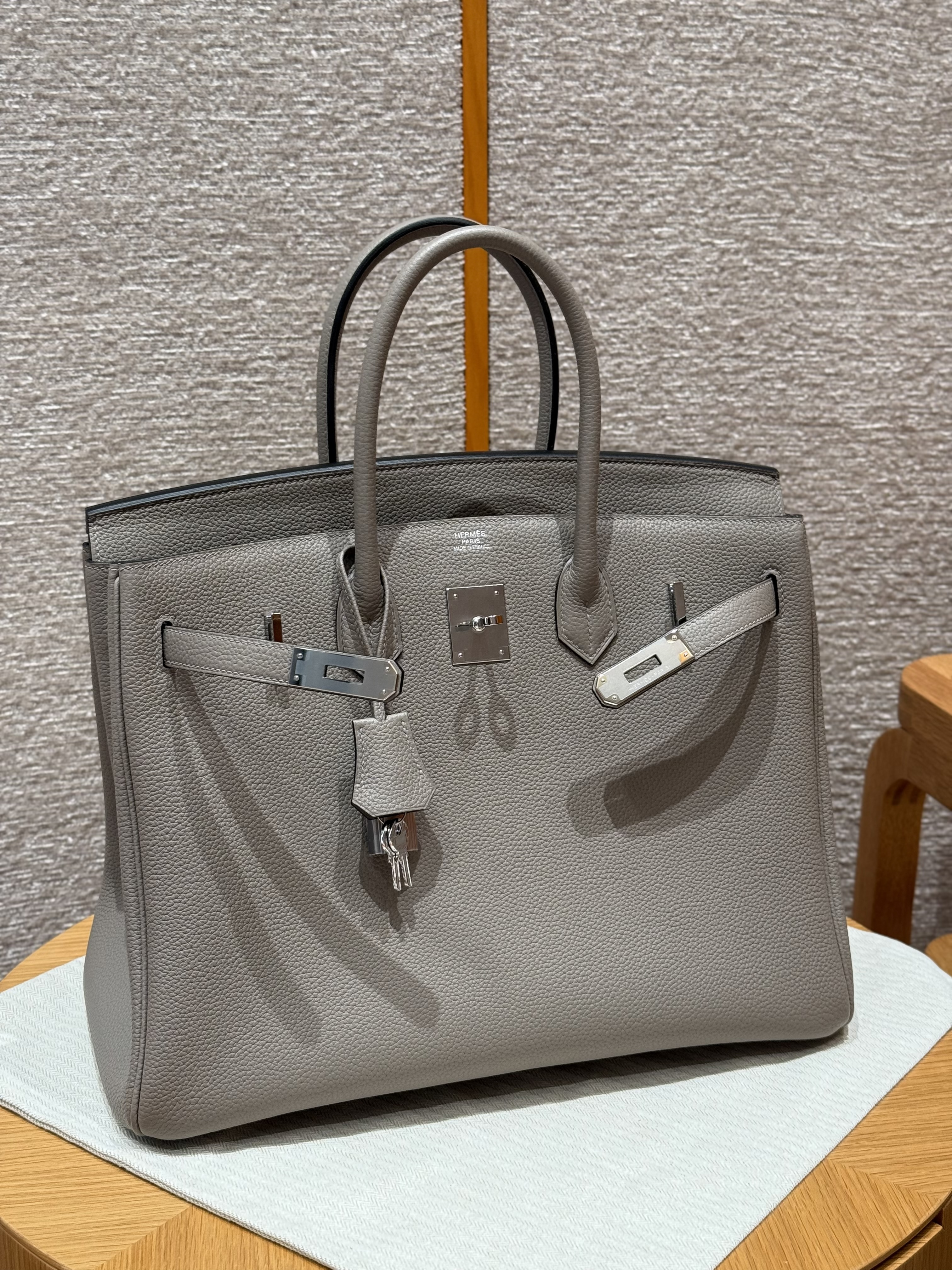 Hermes Gris Asphaite Togo Birkin 35 Bag