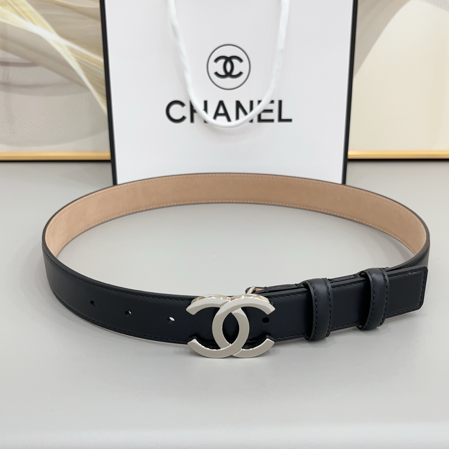 Chanel CC Buckle Leather Belt 3.0cm