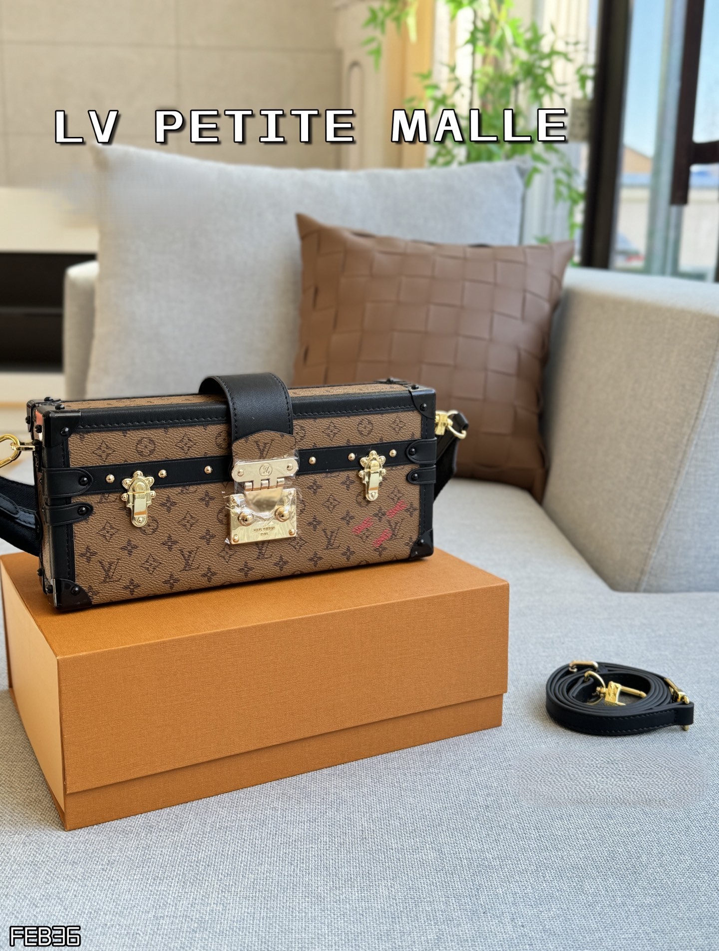 Louis Vuitton LV Petite Malle East West Trunk Reverse Brown Monogram Canvas S-Twist Lock Crossbody Bag - KAIROO