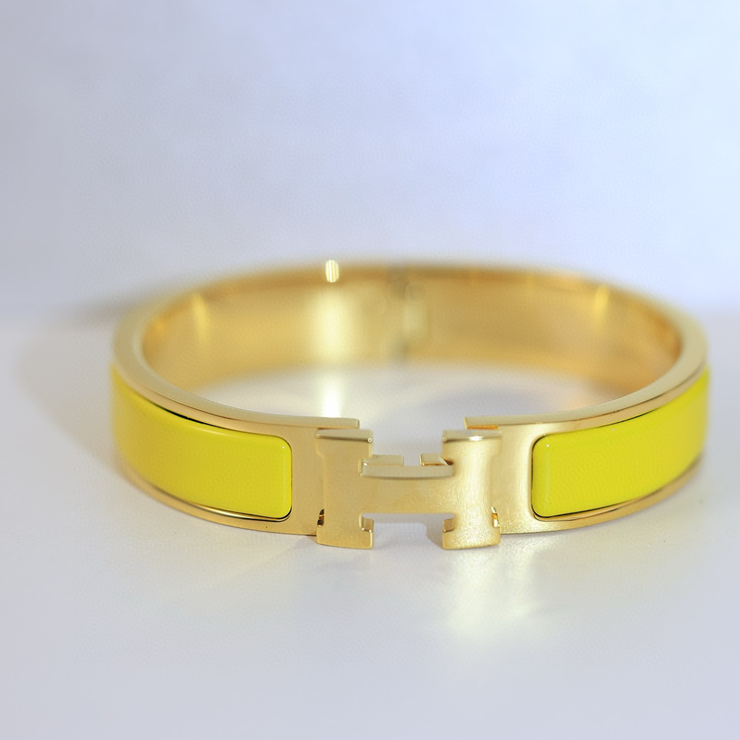 Hermes Yellow Clic H Enamel Bracelet