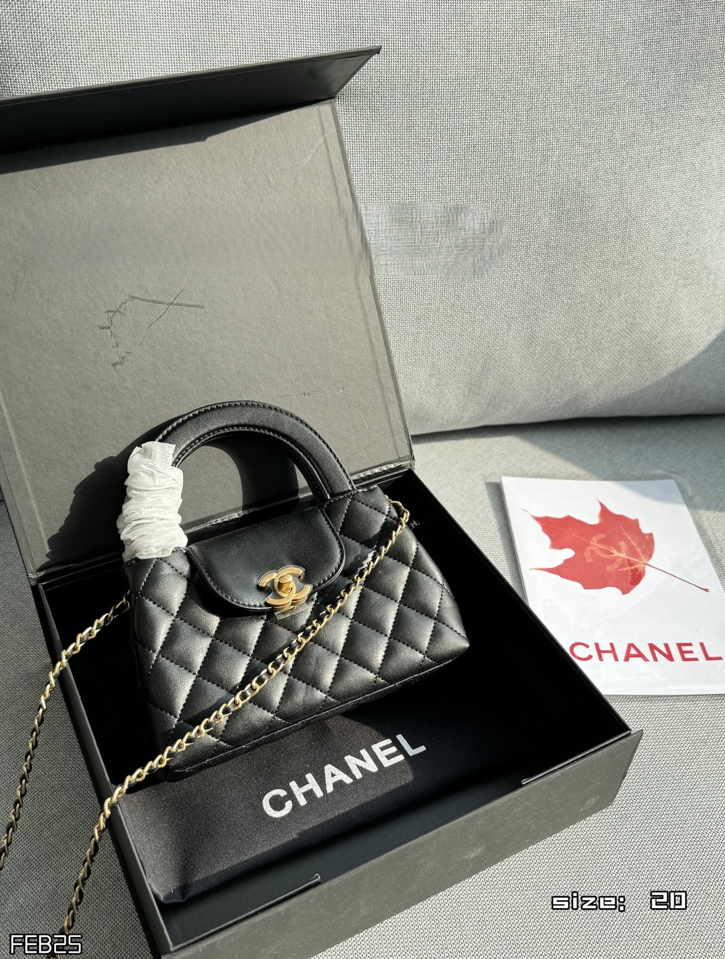 Chanel Mini Kelly 19CM Diamond Quilted Shiny Leather Chain Top Handle Crossbody Bag - KAIROO