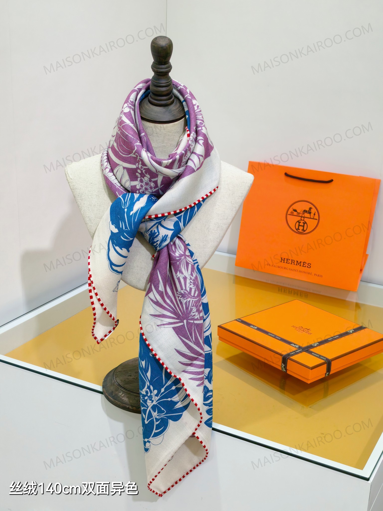 Hermes Tropical Jungle Crane 140 Double‑Face Silk‑Cashmere Shawl Scarf - KAIROO